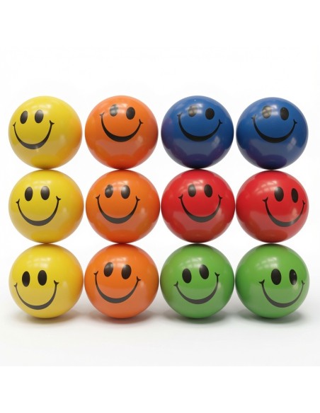 6.3cm PU Ball Colourful Smiley