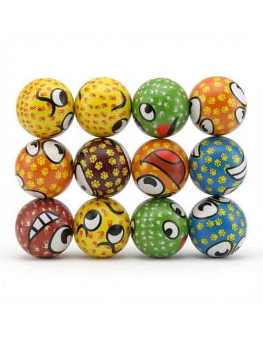 6.3cm PU Ball Colourful Smiley