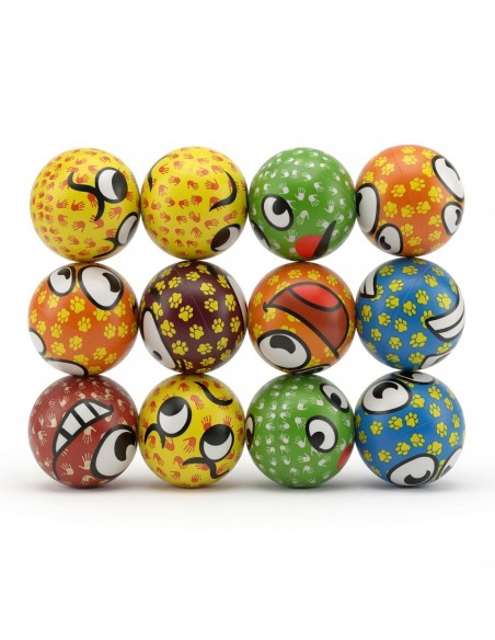 6.3cm PU Ball Colourful Smiley