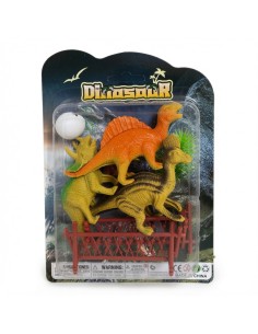 Hollow Dinosaurs With Grass Egg Fence 3Pcs