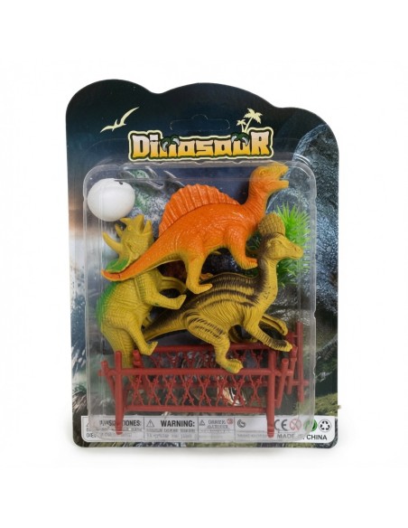 Hollow Dinosaurs With Grass Egg Fence 3Pcs