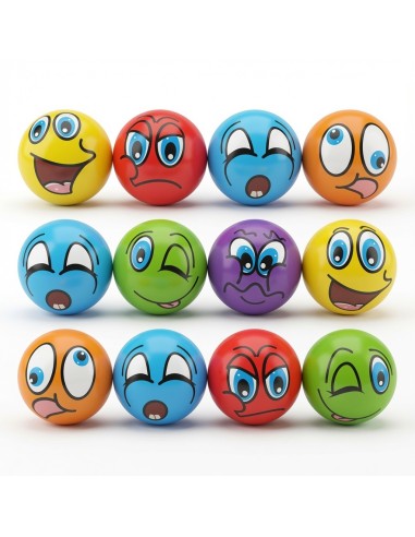 7.6cm PU Ball Colourful Smiley