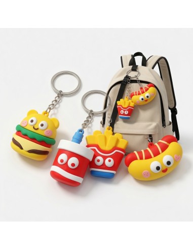 Cartoon Burger Fry Set Keychain